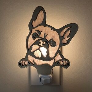French Bulldog Night Light Wood Frenchie Plug In Dog Lover Gift